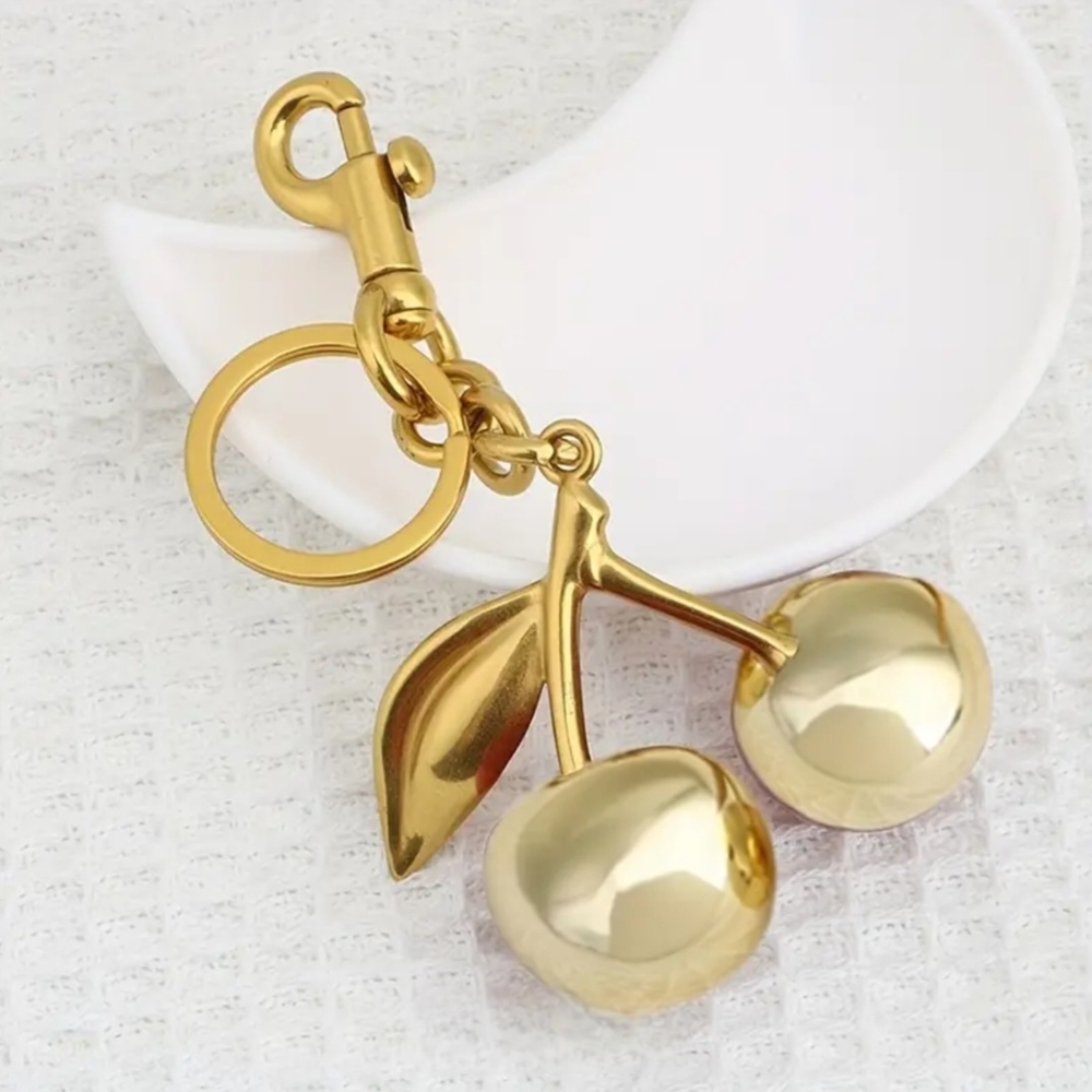 Luxurious Gold Cherry Keychain/Bag Charm NWT